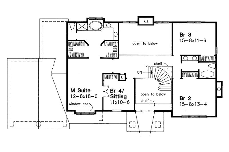 Home Plan - Floor Plan - Upper Floor for Prairie House Plan #320-1075 - 4 bed, 2.5 bath