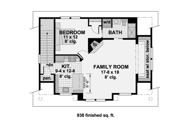 Home Plan - Floor Plan - Upper Floor for Craftsman House Plan #51-582 - 1 bed, 1 bath