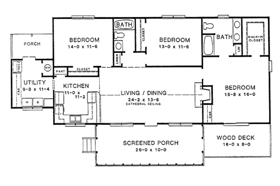 Floor Plan - Main Floor for Country House Plan #10-287 - 3 bed, 2 bath