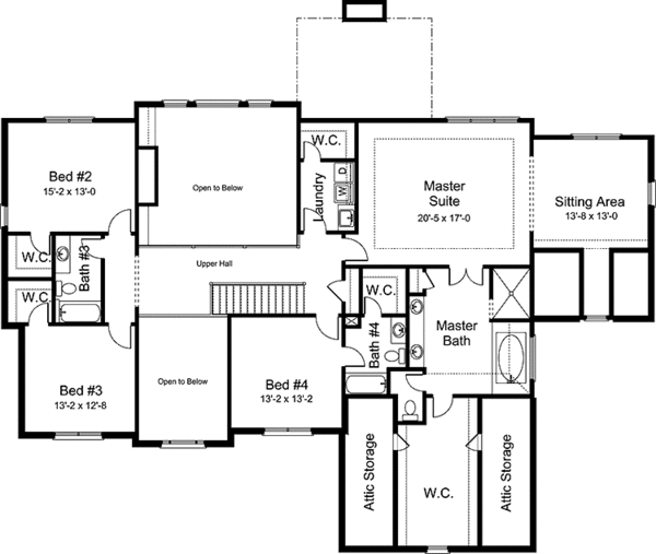 Architectural House Design - European Floor Plan - Upper Floor Plan #994-30