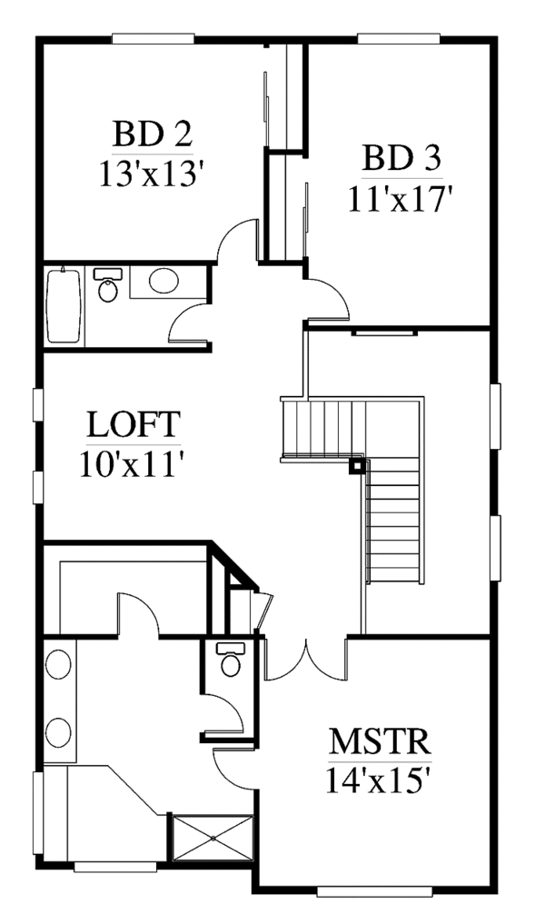 House Plan Design - Craftsman Floor Plan - Upper Floor Plan #951-21