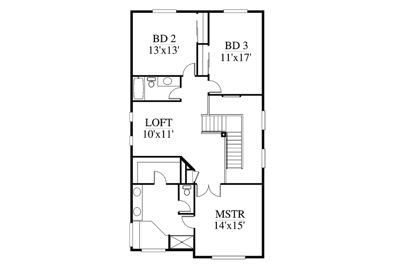Home Plan - Floor Plan - Upper Floor for Craftsman House Plan #951-21 - 3 bed, 2.5 bath