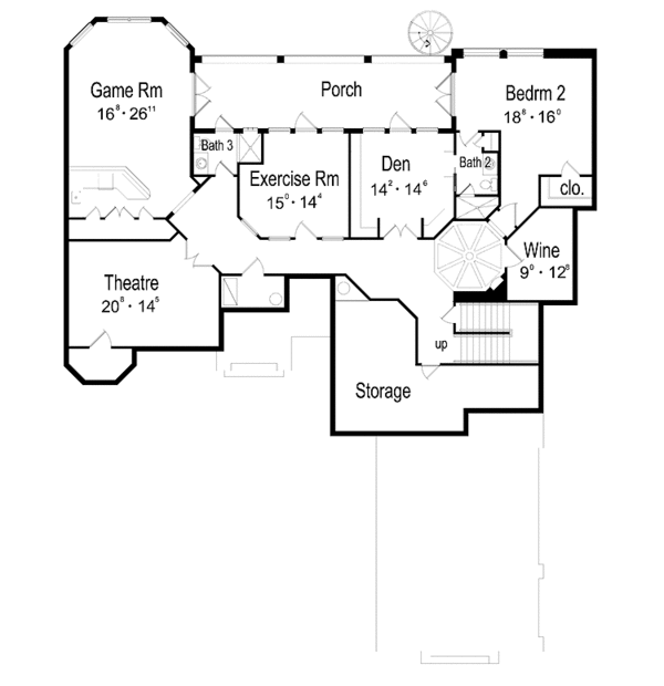 Home Plan - Mediterranean Floor Plan - Lower Floor Plan #417-527