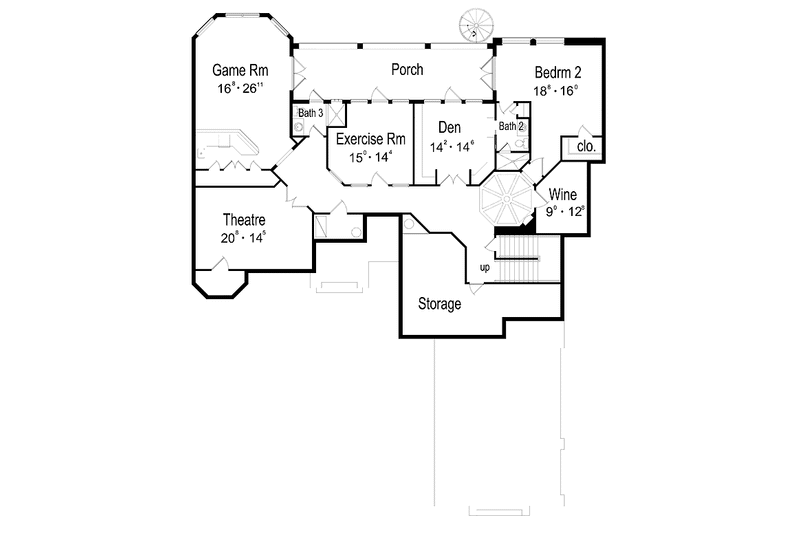 House Blueprint - Floor Plan - Lower Floor for Mediterranean House Plan #417-527 - 5 bed, 6.5 bath