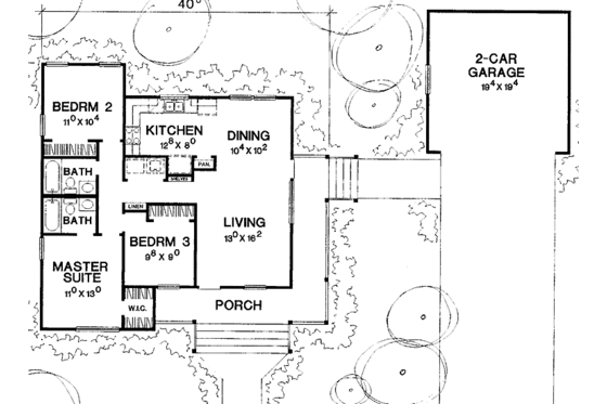 Floor Plan - Main Floor for Country House Plan #472-283 - 3 bed, 2 bath