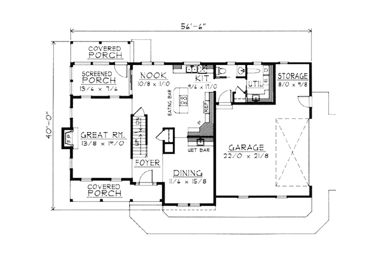 Architectural House Design - Floor Plan - Main Floor for Country House Plan #1037-26 - 3 bed, 2.5 bath