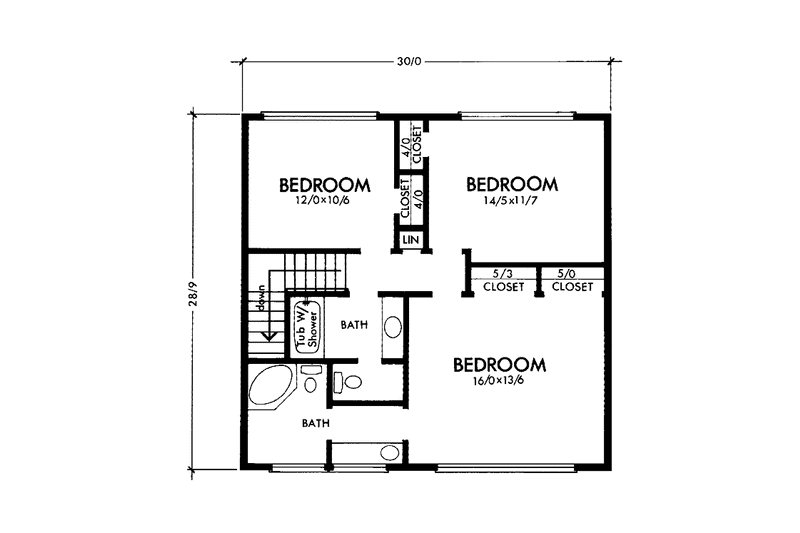 Home Plan - Floor Plan - Upper Floor for Prairie House Plan #320-1401 - 3 bed, 3 bath
