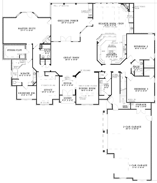 Architectural House Design - Traditional Floor Plan - Main Floor Plan #17-2757