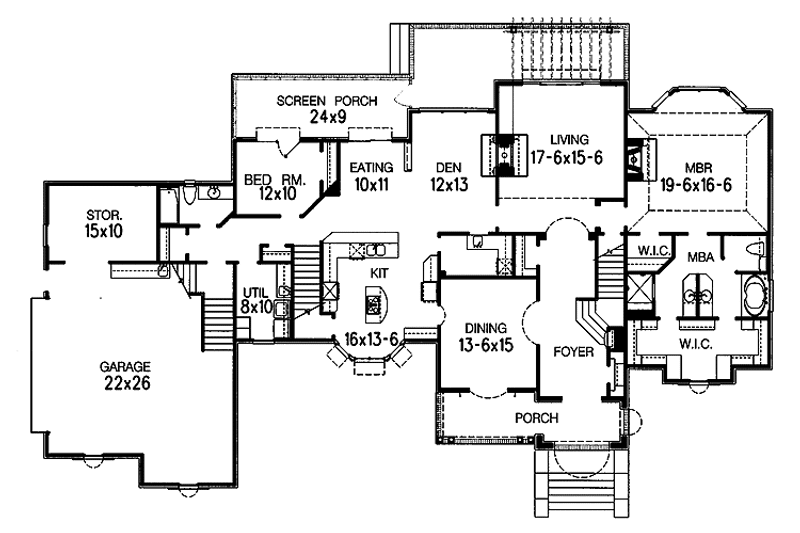 Home Plan - Floor Plan - Main Floor for Country House Plan #15-362 - 4 bed, 4 bath