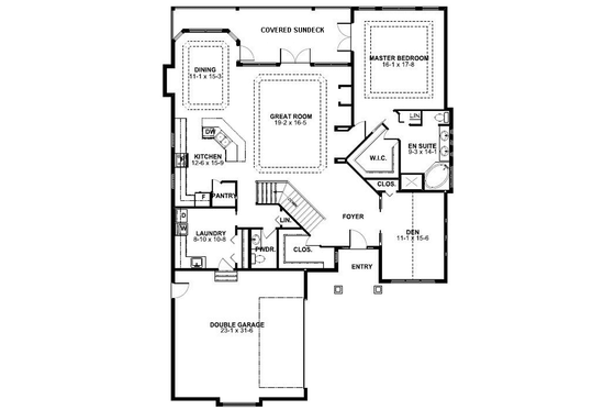 Floor Plan - Main Floor for Adobe / Southwestern House Plan #126-151 - 6 bed, 3.5 bath
