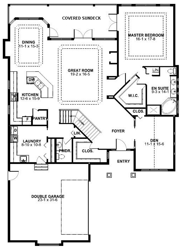Adobe / Southwestern Floor Plan - Main Floor Plan #126-151
