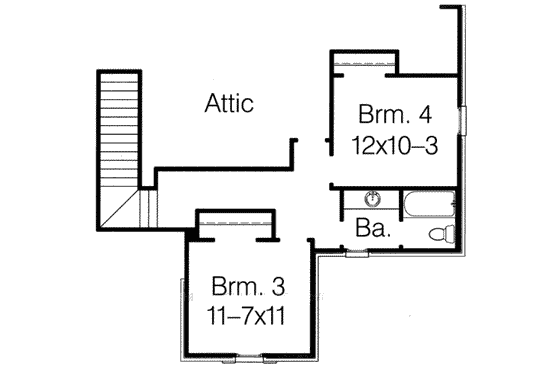 Floor Plan - Upper Floor for European House Plan #15-280 - 4 bed, 3 bath