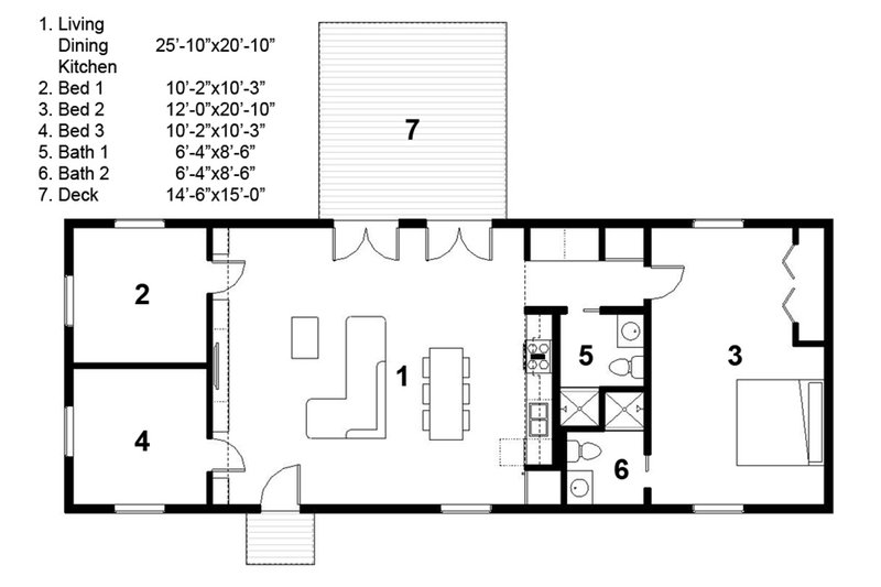 Home Plan - Floor Plan - Main Floor for Ranch House Plan #497-30 - 3 bed, 2 bath