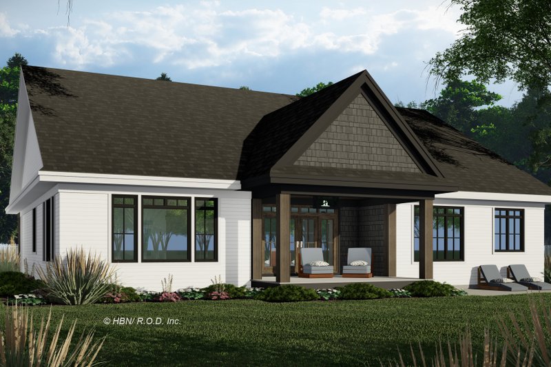 House Blueprint - Exterior - Rear Elevation for Ranch House Plan #51-1326 - 3 bed, 2.5 bath