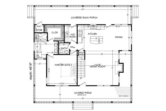 Floor Plan - Main Floor for Country House Plan #932-13 - 3 bed, 3.5 bath