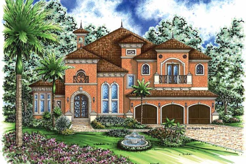 House Blueprint - Mediterranean Exterior - Front Elevation Plan #1017-36