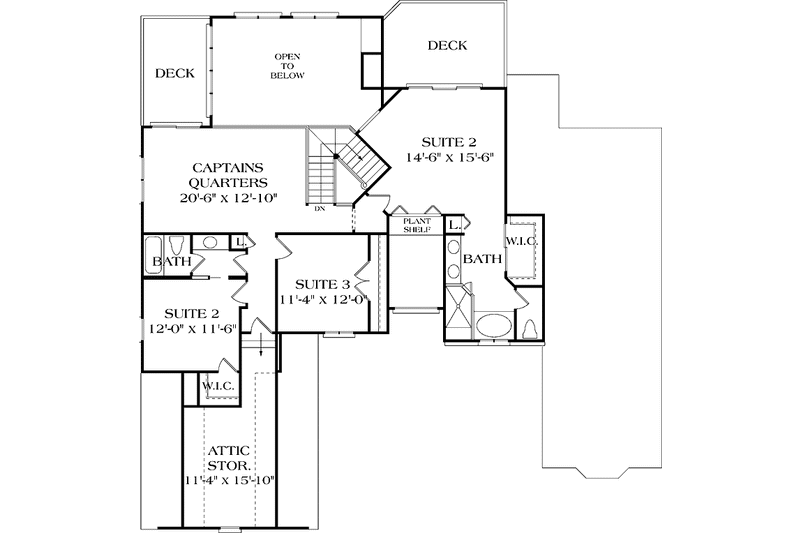 Dream House Plan - Floor Plan - Upper Floor for Country House Plan #453-397 - 4 bed, 3.5 bath