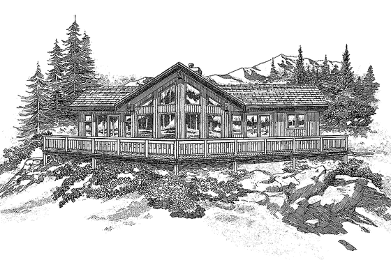 Exterior - Front Elevation 3 for Cabin House Plan #47-871 - 3 bed, 2 bath