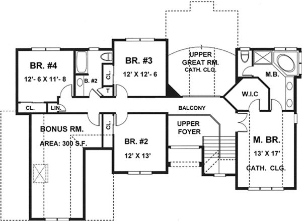 House Plan Design - Traditional Floor Plan - Upper Floor Plan #1001-86