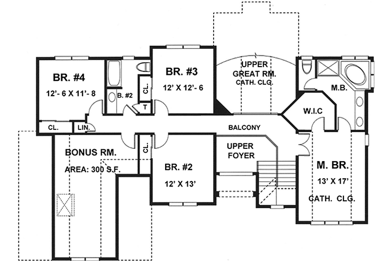 Home Plan - Floor Plan - Upper Floor for Traditional House Plan #1001-86 - 4 bed, 2.5 bath