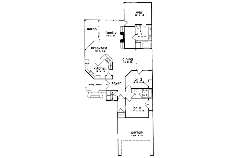 Home Plan - Floor Plan - Main Floor for Country House Plan #301-157 - 3 bed, 2 bath