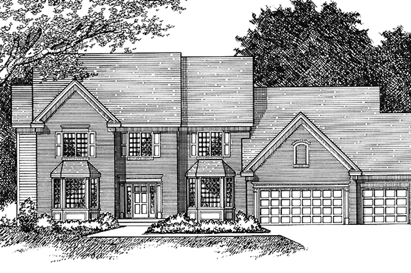 Home Plan - Exterior - Front Elevation 3 for Colonial House Plan #51-956 - 4 bed, 3 bath