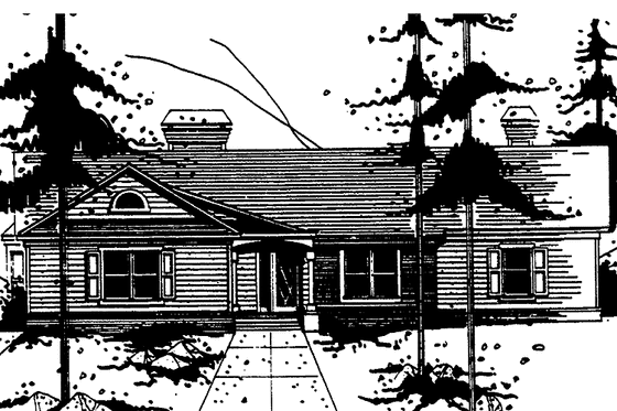 Exterior - Front Elevation 3 for Ranch House Plan #30-294 - 3 bed, 2 bath