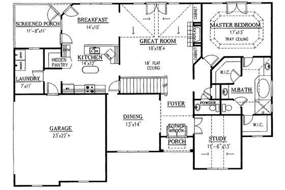 Floor Plan - Main Floor for European House Plan #437-65 - 3 bed, 2.5 bath