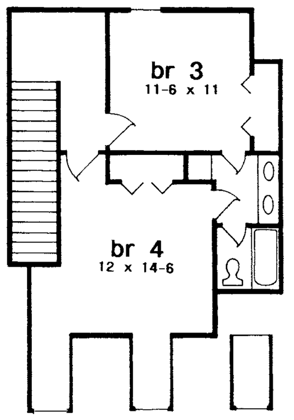Architectural House Design - Colonial Floor Plan - Upper Floor Plan #301-132