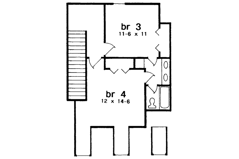 Architectural House Design - Floor Plan - Upper Floor for Colonial House Plan #301-132 - 4 bed, 3 bath