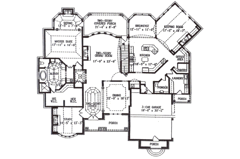 Home Plan - Floor Plan - Main Floor for European House Plan #54-101 - 5 bed, 4.5 bath