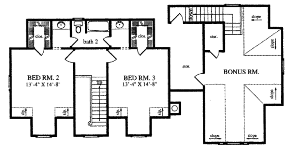 House Blueprint - Country Floor Plan - Upper Floor Plan #42-345