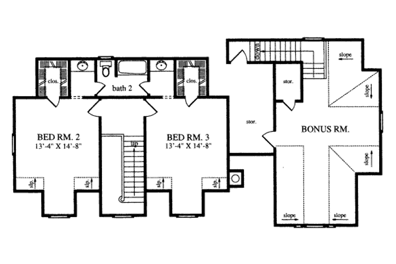 Architectural House Design - Floor Plan - Upper Floor for Country House Plan #42-345 - 3 bed, 2.5 bath