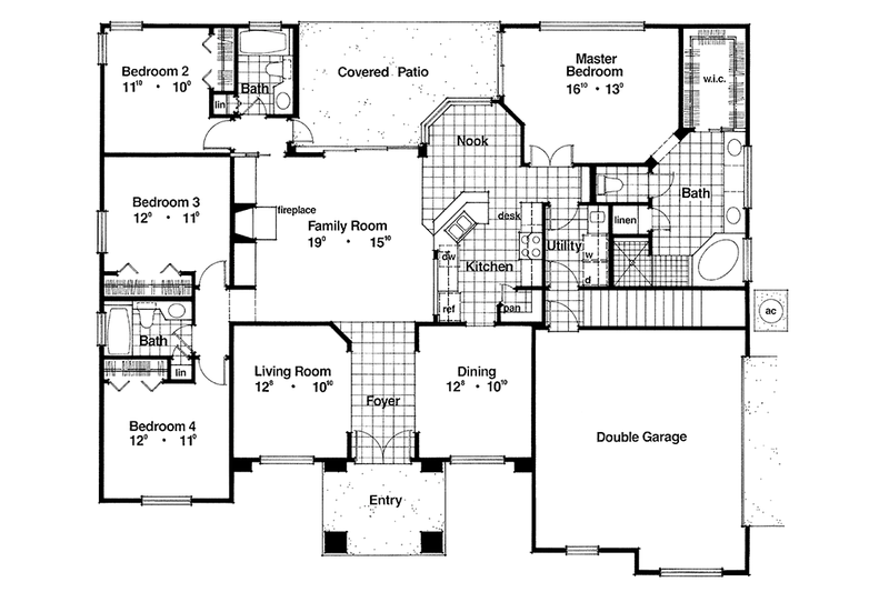 Home Plan - Floor Plan - Main Floor for Traditional House Plan #417-835 - 4 bed, 3 bath