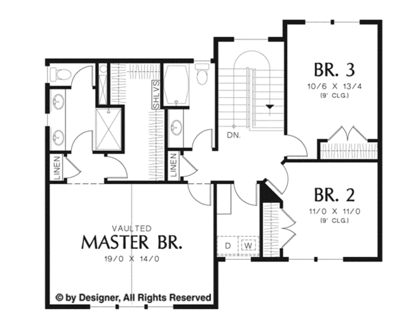 Dream House Plan - Country Floor Plan - Upper Floor Plan #48-908