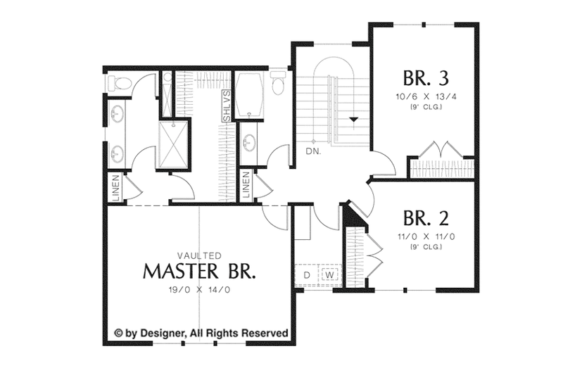 House Blueprint - Floor Plan - Upper Floor for Country House Plan #48-908 - 3 bed, 2.5 bath