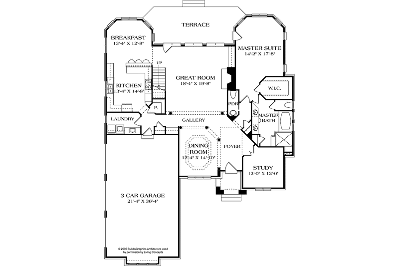 House Blueprint - Floor Plan - Main Floor for European House Plan #453-561 - 4 bed, 3.5 bath