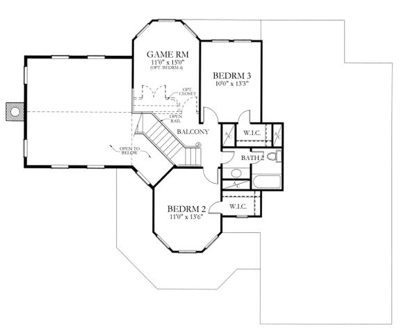 Dream House Plan - Country Floor Plan - Upper Floor Plan #80-125