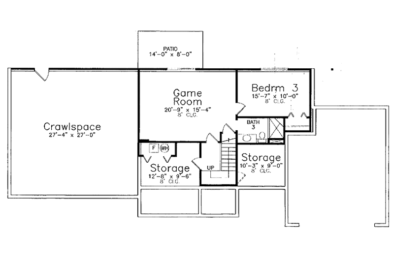 Architectural House Design - Floor Plan - Lower Floor for Ranch House Plan #52-258 - 3 bed, 3 bath