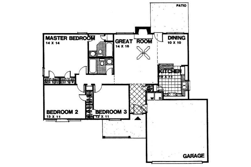 Ranch Style House Plan - 3 Beds 2 Baths 1207 Sq/Ft Plan #30-218 ...