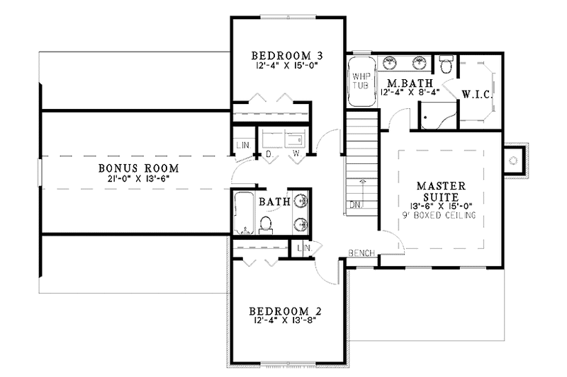 Home Plan - Floor Plan - Upper Floor for Country House Plan #17-3230 - 3 bed, 2.5 bath