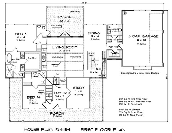House Blueprint - Floor Plan - Main Floor 1 for Farmhouse House Plan #513-2247 - 4 bed, 3.5 bath