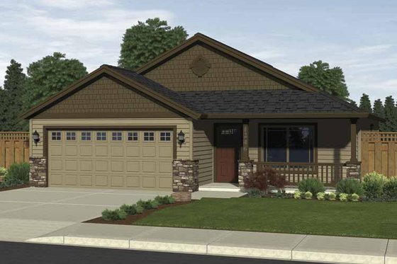 Exterior - Front Elevation 3 for Craftsman House Plan #943-1 - 3 bed, 2 bath