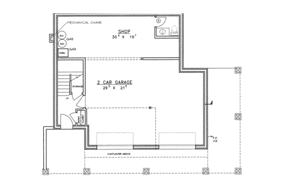 Floor Plan - Lower Floor for Contemporary House Plan #117-198 - 3 bed, 2.5 bath