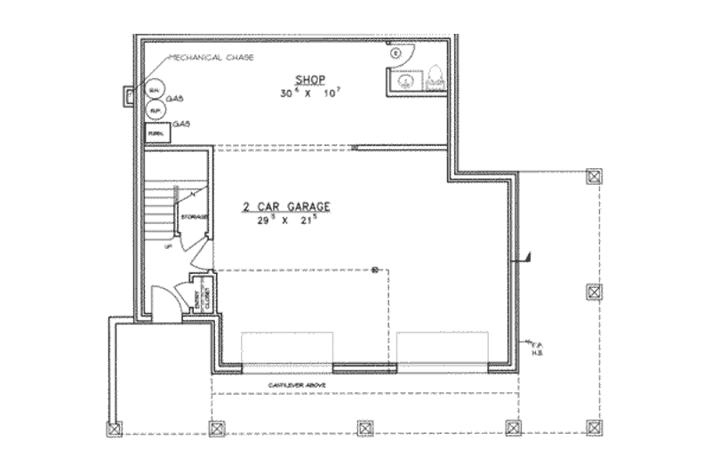 Home Plan - Floor Plan - Lower Floor for Contemporary House Plan #117-198 - 3 bed, 2.5 bath