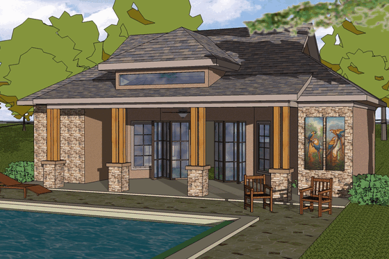 Exterior - Front Elevation for Craftsman House Plan #8-146 - 1 bed, 2 bath