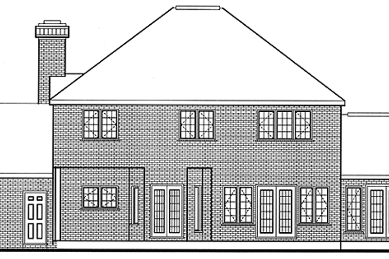 Home Plan - Exterior - Rear Elevation for European House Plan #3-293 - 6 bed, 3.5 bath