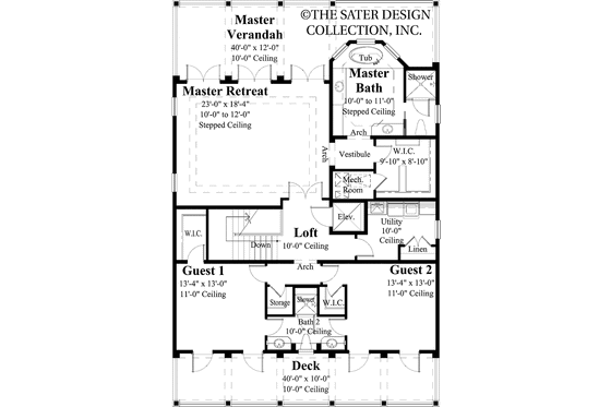 Floor Plan - Upper Floor for Southern House Plan #930-401 - 3 bed, 2.5 bath