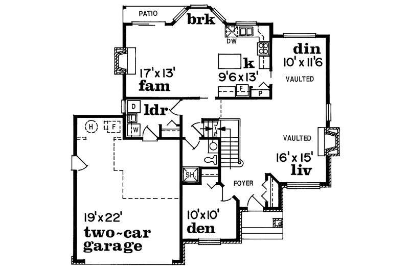 Home Plan - Floor Plan - Main Floor for Traditional House Plan #47-822 - 3 bed, 3 bath