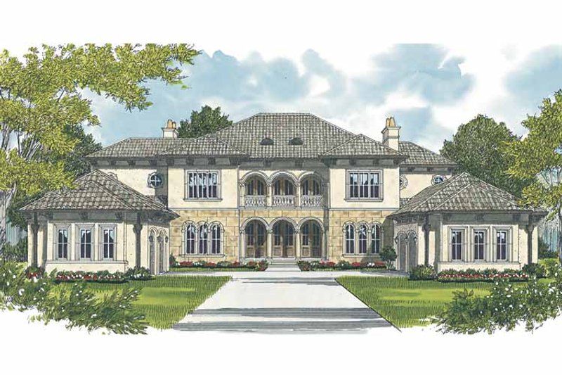 Home Plan - Exterior - Front Elevation 4 for Mediterranean House Plan #453-604 - 5 bed, 5.5 bath